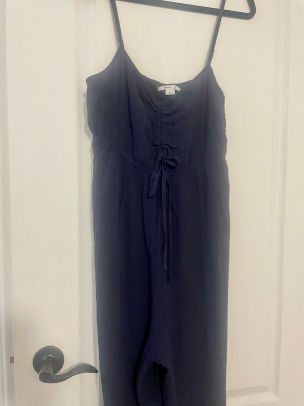 Navy Sleeveless Jumpsuit with Adjustable Tie, size Large